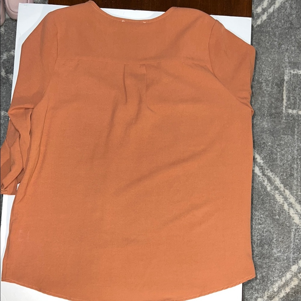 Entro Rust Button-Up Blouse - Picture 3 of 5